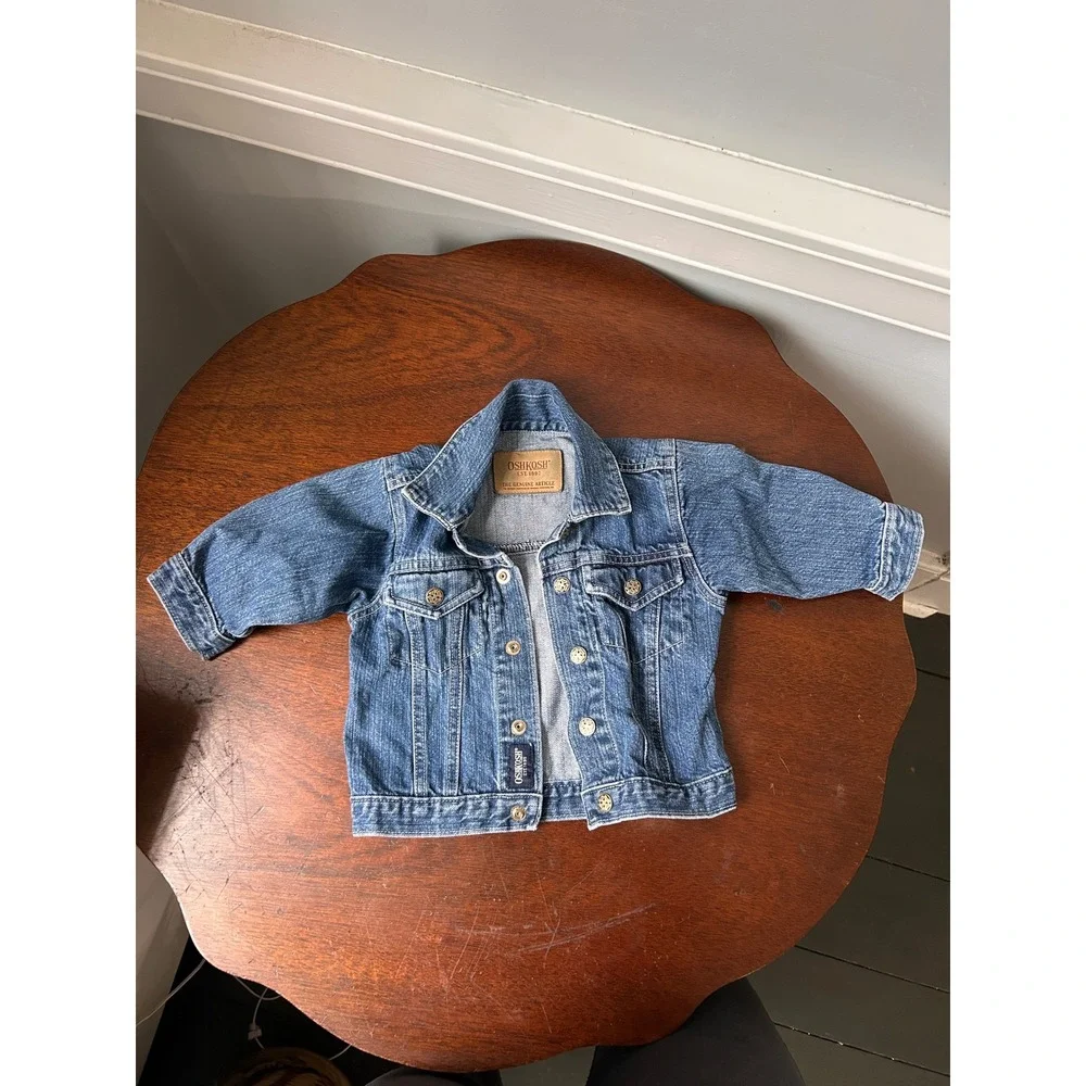 OshKosh Bgosh Kids Blue Denim Trucker Jacket 12 Months Medium Wash Cotton Snap